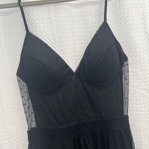 Black Babydoll Swiss Dot Mesh Fairy Whimsigoth Dress Cutout Small LBD